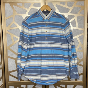American Eagle‎ Outfitters Shirt Striped Blue Cream Long Sleeve